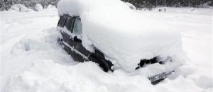 Snowed in car