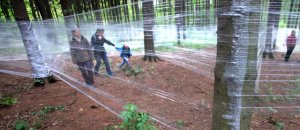 Kunstprojekt "Zwischenwelt" Folienlabyrinth im Wald