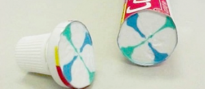 Split in two toothpaste