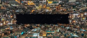Hong kong palazzi prospettiva basso