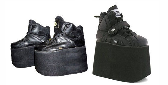 Altro must, le zeppe alte più di 10 centimetri, se cadevi da quelle, dovevano abbatterti come si fa coi cavalli da corsa. Sono state messe fuori legge? Perché ci vuole chiaramente il porto d’armi per bestie del genere.