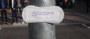 Feminist messages on period pads elone karlsruhe germany