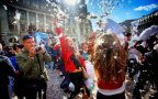 Il giorno internazionale della battaglia dei cuscini a Bucarest, in Romania