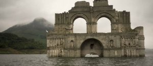 Colonial church emerges water resevoir temple santiago quechula mexico fb