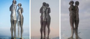 Metal statue love story ali nino tamara kvesitadze georgia fb