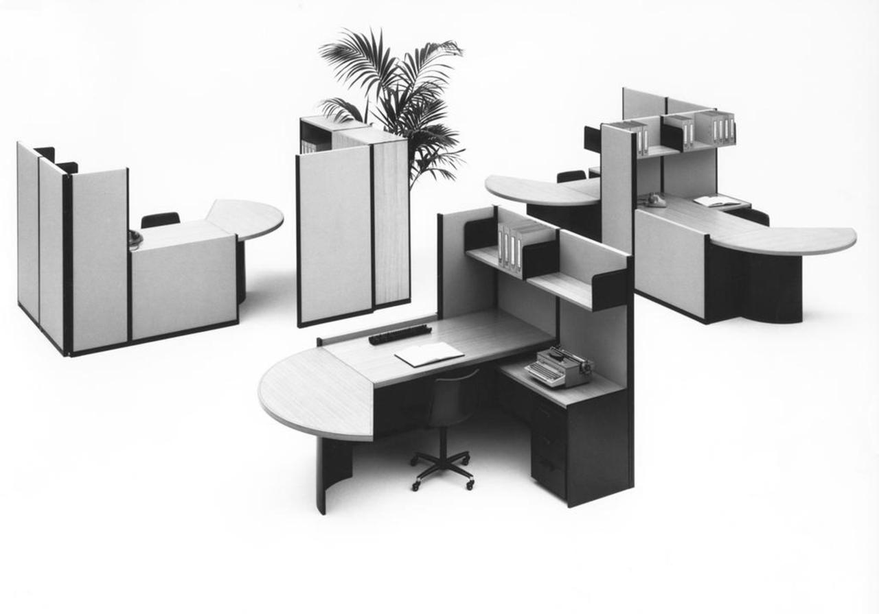 Arredo da ufficio per Unifor pensato con Luca Meda e Michele Casalucci.