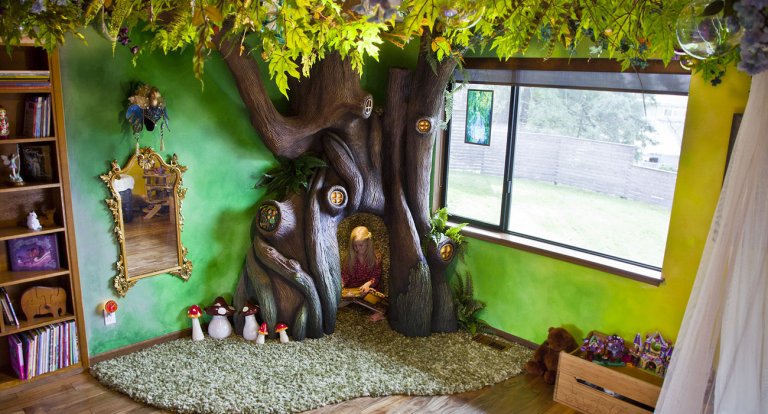 Il papà dell’anno ha costruito un albero da fiaba nella cameretta della figlia