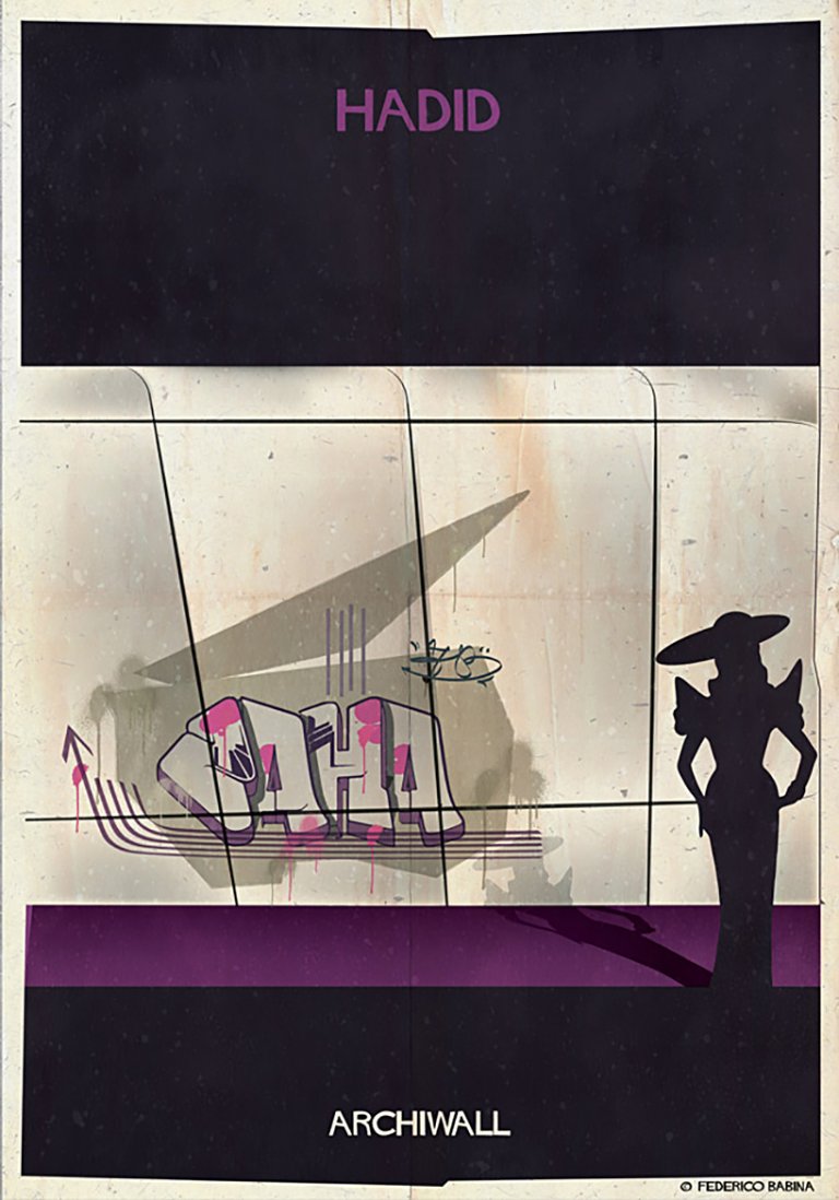 I più grandi architetti del mondo diventano street artist nelle illustrazioni di Federico Babina