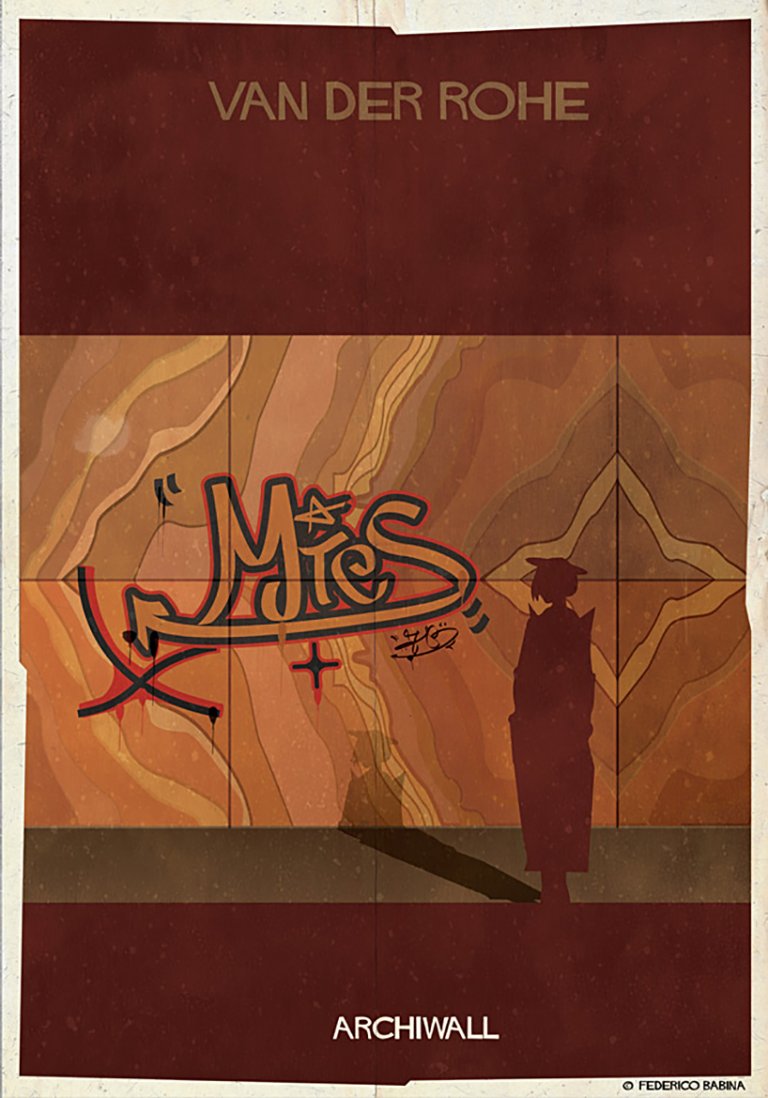I più grandi architetti del mondo diventano street artist nelle illustrazioni di Federico Babina