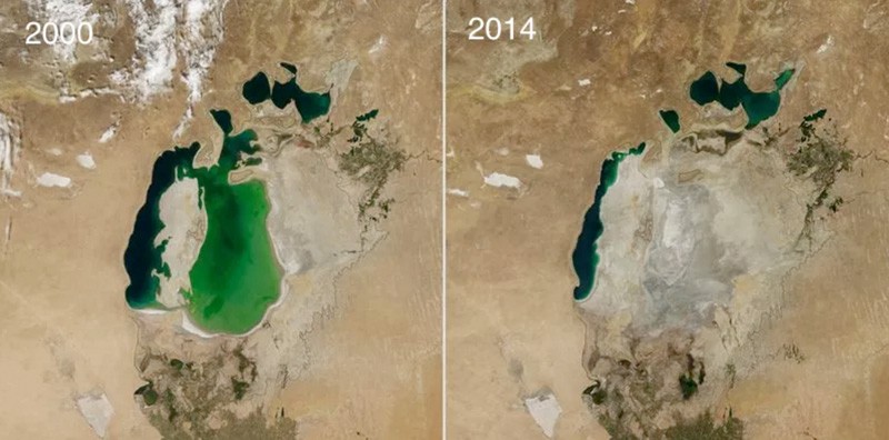 Il Lago d'Aral prima e dopo