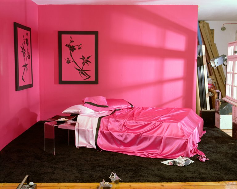 Empty Porn sets, Pink Satin sheets