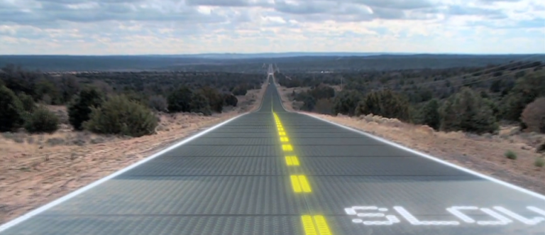 Slow Down solar panels road