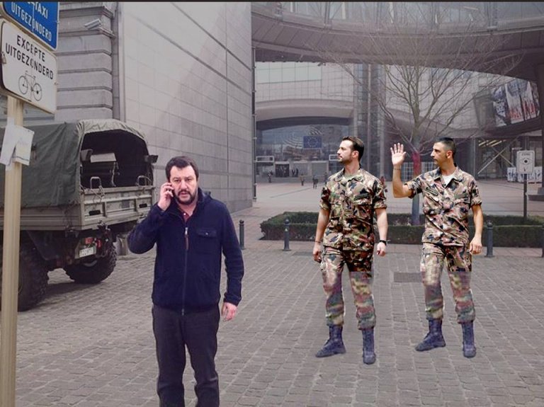 Matteo Salvini a Bruxelles viene ricoperto di meme e di hashtag #sciacallo
