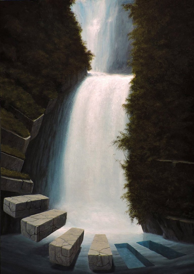 Waterfall 2015 acrilico su cartone vegetale