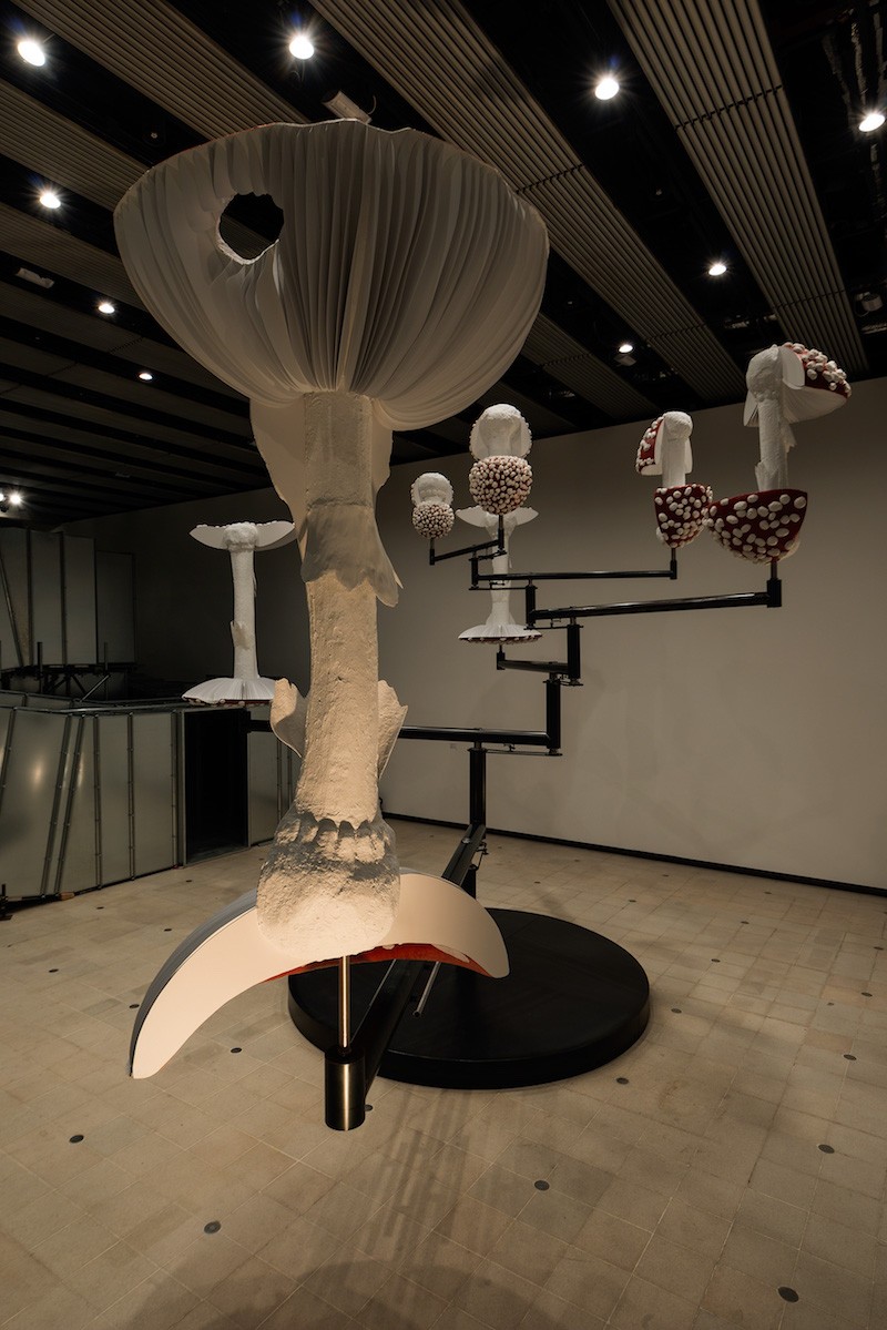 Carsten Höller Flying Mushrooms, 2015 Polyester mushroom replicas, polyester paint, synthetic resin, acrylic paint, wire, putty, polyurethane, rigid foam, stainless steel Ø: ca. 900 cm Photo: Attilio Maranzano, 2015 Courtesy the artist and Gagosian Gallery Produced in cooperation with Hayward Gallery, London and Pirelli HangarBicocca, Milan