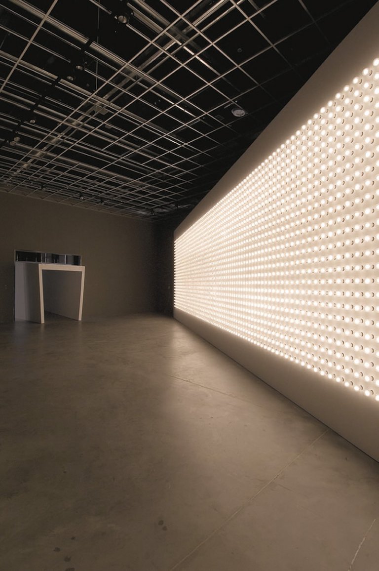 Carsten Höller Lightwall, 2000 in corso Lampadine a incandescenza a 25 W, dimmer, mixer, cavi elettrici, struttura in legno Dimensioni variabili Foto: Attilio Maranzano, 2007 Courtesy dell’artista