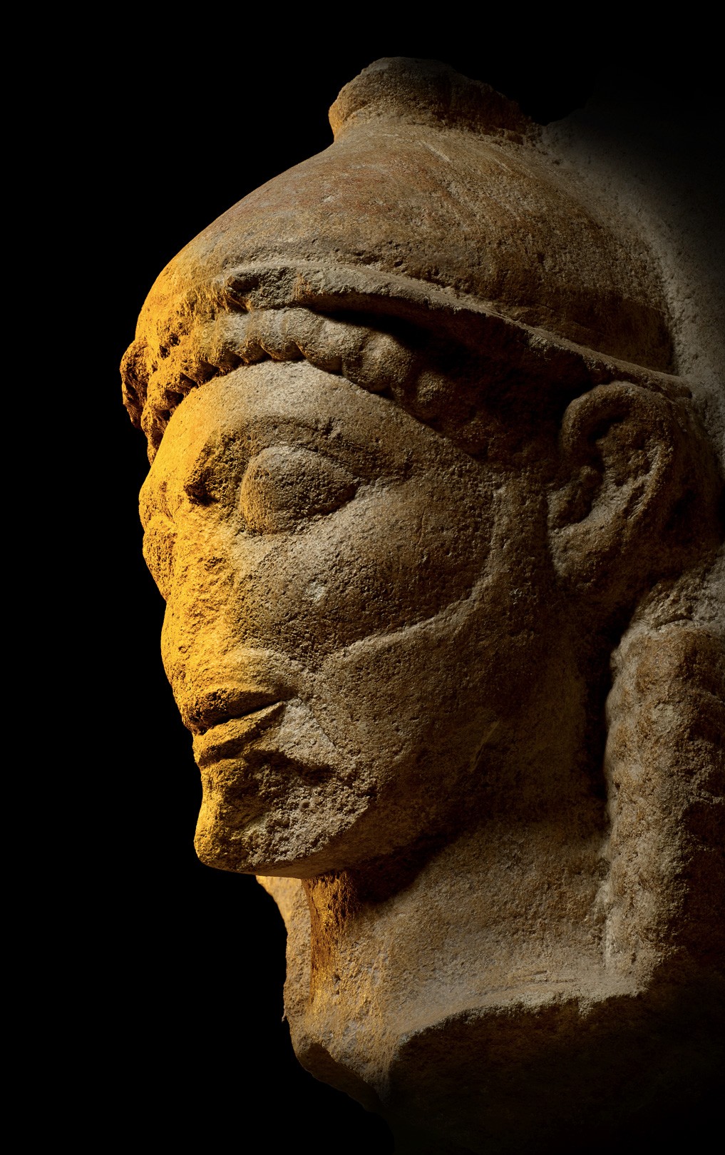 Limestone head from a temple. Selinous, Sicily, c. 540–510 BC. Museo Archeologico Regionale A Salinas, Palermo, © Regione Siciliana.