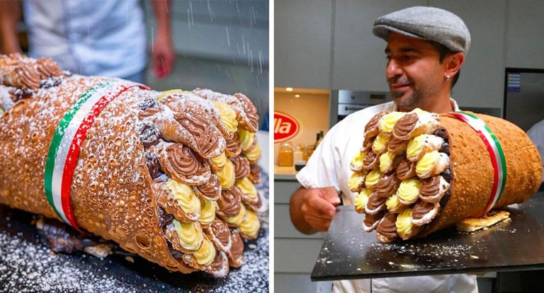 Il cannolo gigante fatto di cannoli è un’offerta che non puoi rifiutare