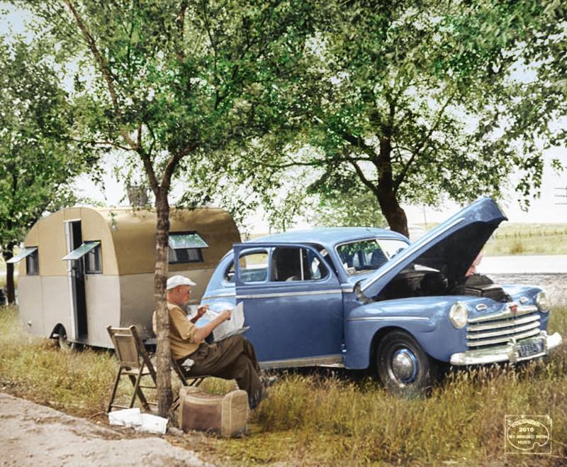 Campeggiatore lungo la Route 30 (1948)