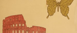 Renato Mambor, Colosseo e farfalla, 1966, Smalto e acrilico su tela
