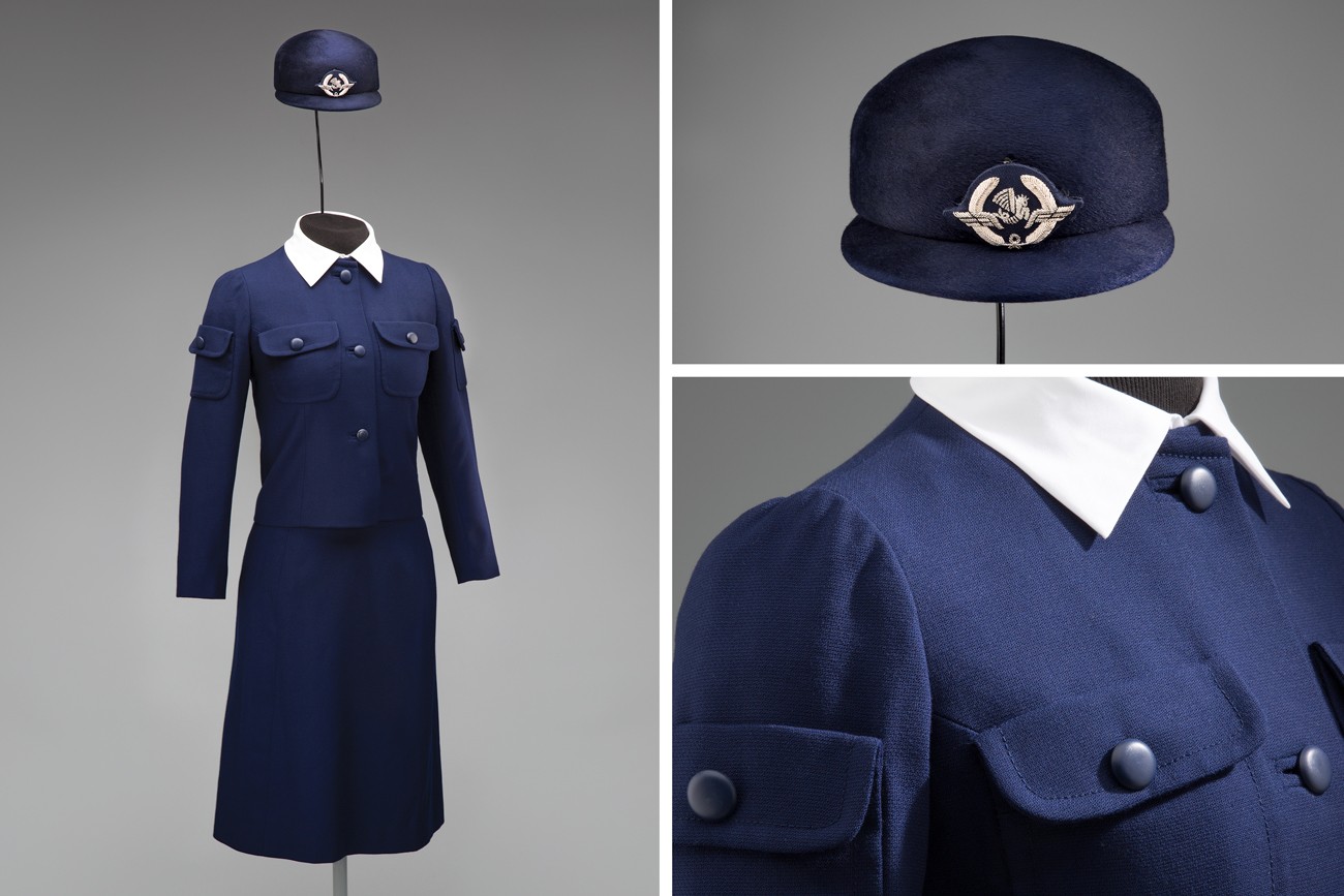 Air France stewardess uniform by Cristóbal Balenciaga  1969 Courtesy of Air France Photo credit: SFO Museum