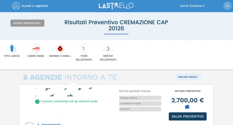 Lastello, il comparatore online di funerali