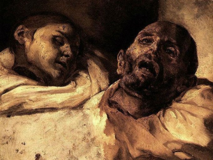 Pare che Géricault frequentasse manicomi e obitori per trovare l'ispirazione per i suoi dipinti. Realizzata nel 1818, non si sa molto di più su questa tela ma l’utilizzo di parti del corpo mozzate, e l’uso di un colore così violento e macabro, trasmette molto bene un senso di dolore e di angoscia.
