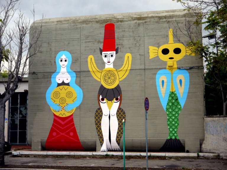 Dem street artist maschere disegni murales9