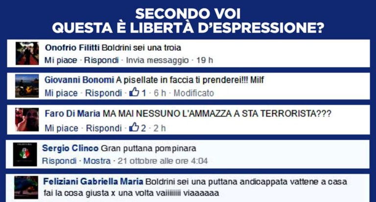 Boldrini insulti facebook