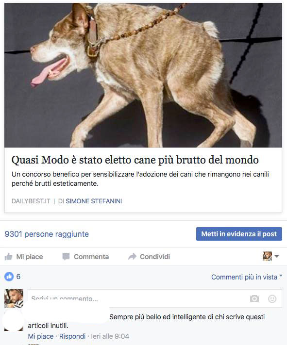 Effettivamente bello non sono, ma che modi.