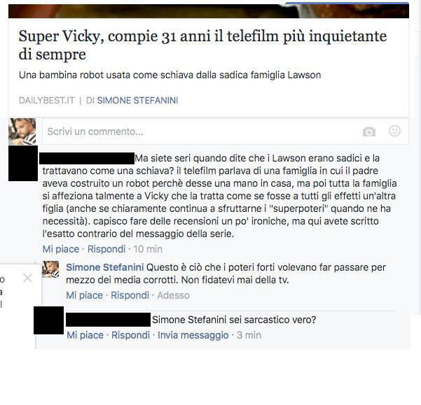 Quando travisi il messaggio di Super Vicky e c'è chi la prende male.