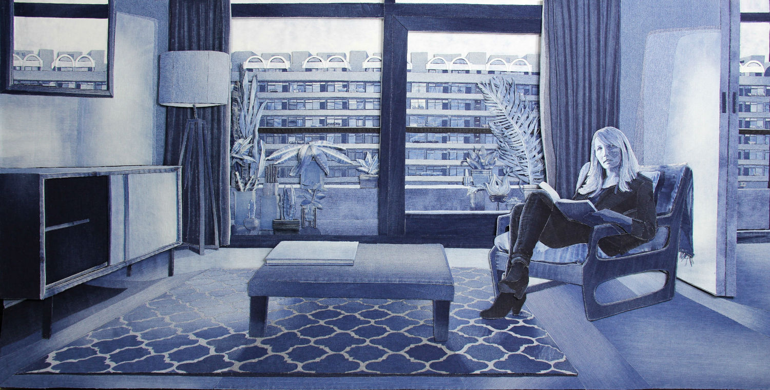 Vi sembra un dipinto? In realtà si tratta di un collage fatto con tanti jeans diversi