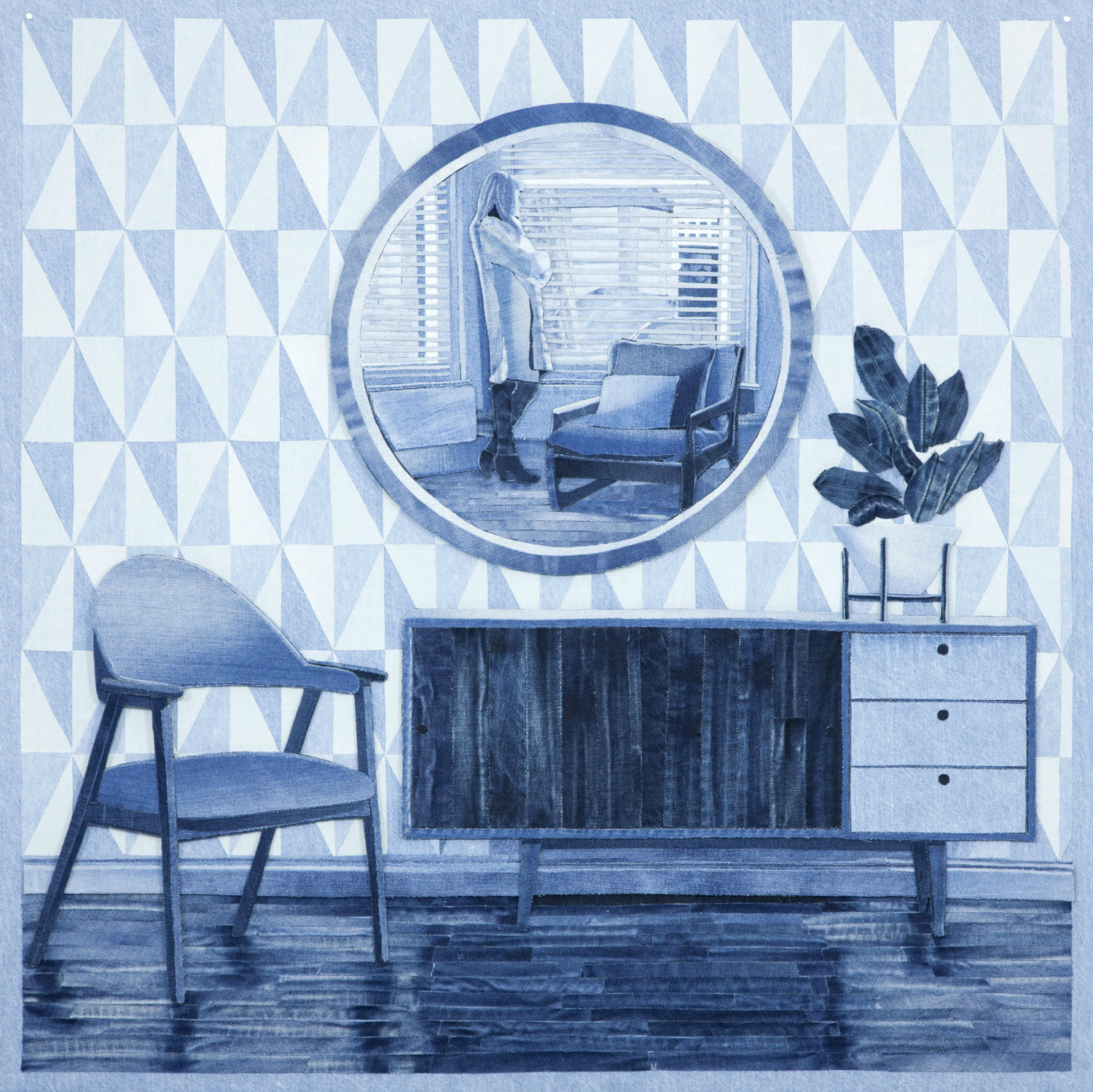 Vi sembra un dipinto? In realtà si tratta di un collage fatto con tanti jeans diversi