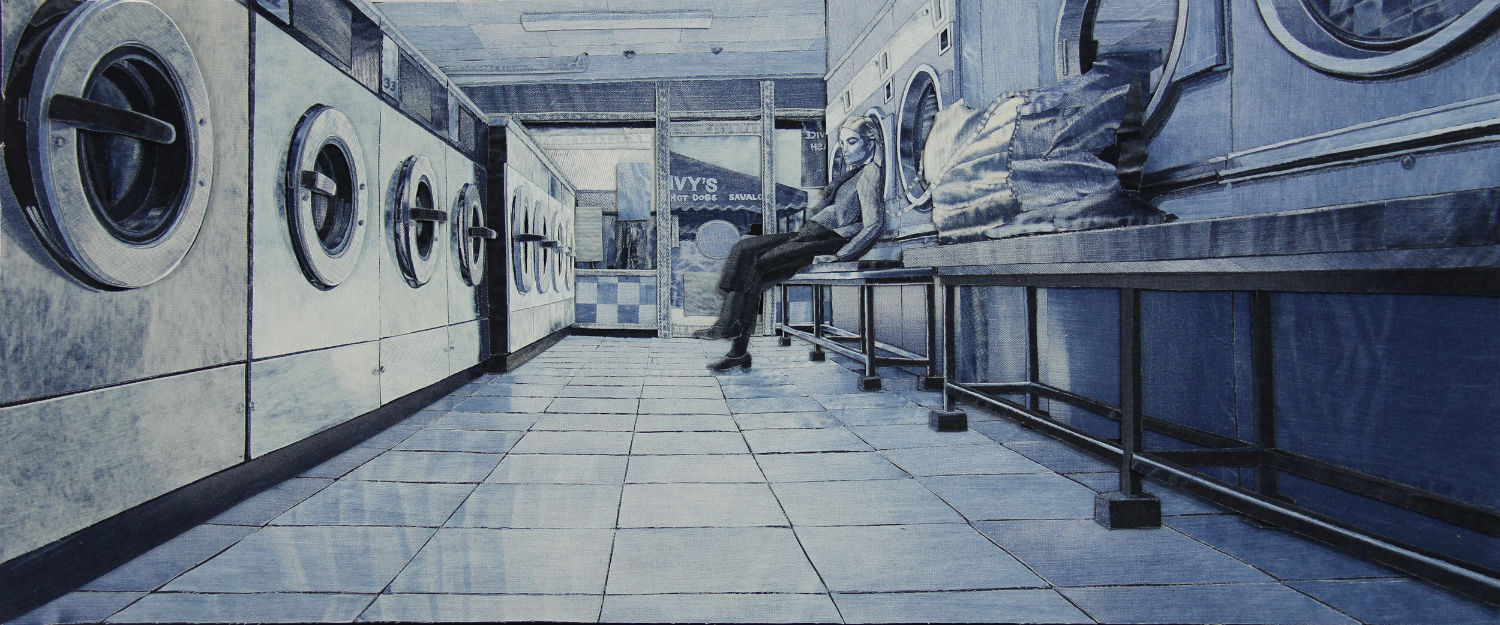 Vi sembra un dipinto? In realtà si tratta di un collage fatto con tanti jeans diversi