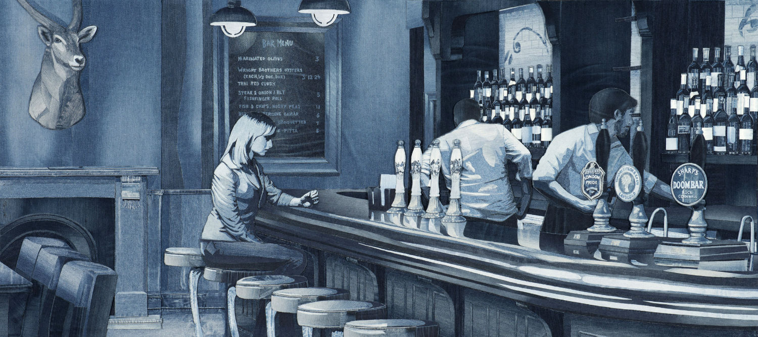 Vi sembra un dipinto? In realtà si tratta di un collage fatto con tanti jeans diversi