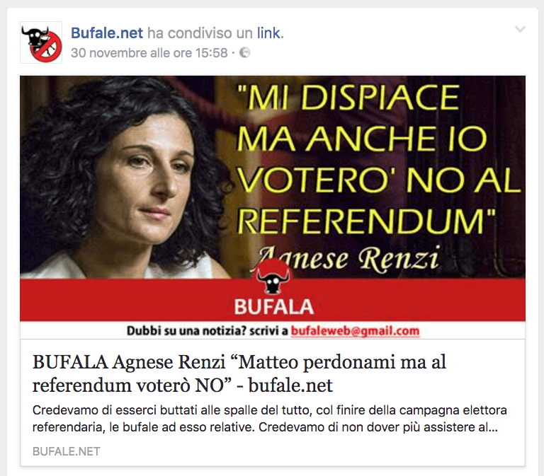 Alcuni esempi di bufale smascherate dal sito