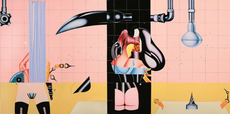 Sergio Sarri, La doccia (The Shower), 1970, acrilici su tela, 120x140cm