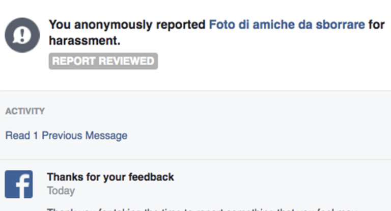 Segnalazione fb