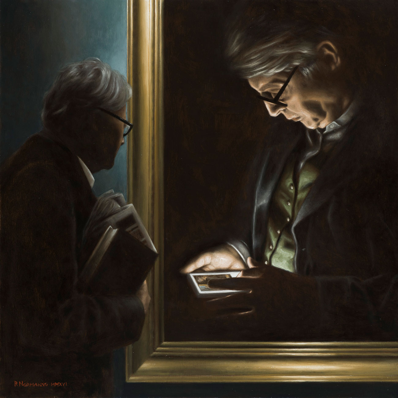 Noi, Vittorio Sgarbi, 2016, cm. 65X65, olio su tavola.