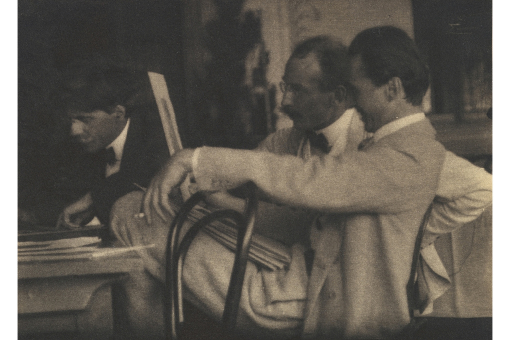 Stieglitz, Steichen and Kuehn Admiring the Work of Frank Eugene. 1907. Frank Eugene
