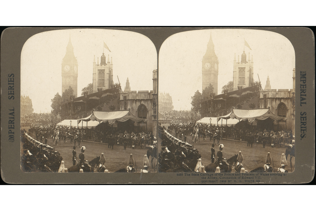 Group of 4 Stereograph Views of the Coronation of Edward VII, London, England. 1850s-1910s. R. Y. Young