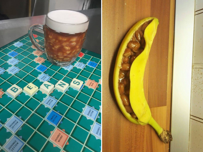 Birra e banana già non vanno d'accordissimo, figurarsi se sono piene di fagioli.