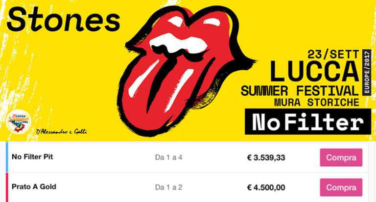 I biglietti per i Rolling Stones a Lucca costano fino a 4500 € sui siti di secondary ticketing