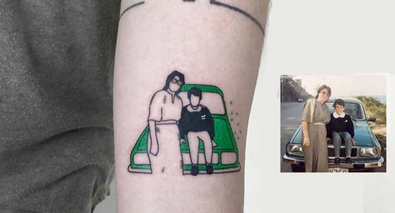 Le foto ricordo più preziose diventano tatuaggi minimali