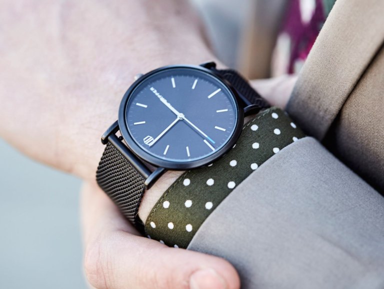 Mans wrist with the watch