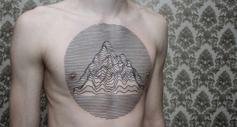 Tatuaggio di sole linee di Dots To Lines