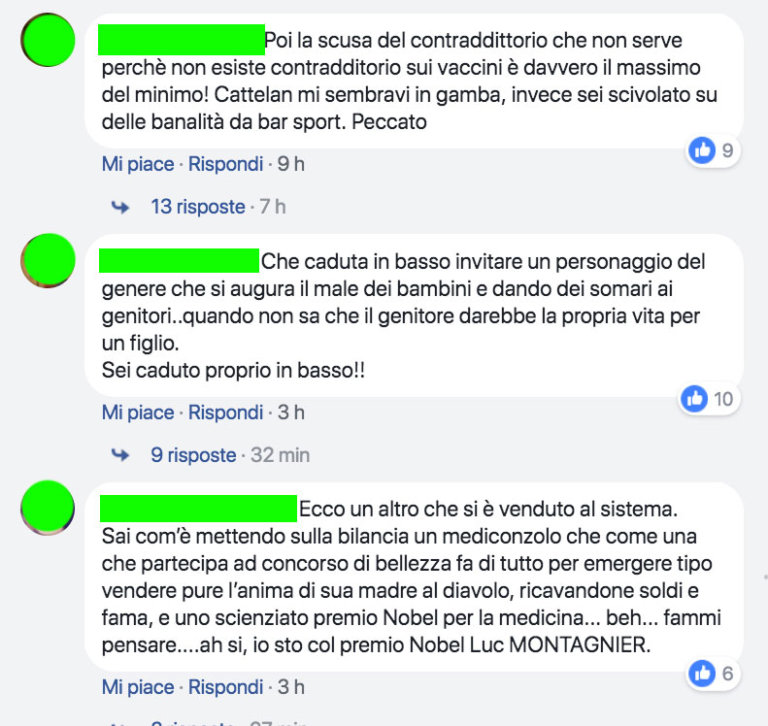 I commenti dei NoVax all'ospitata di Burioni da Cattelan