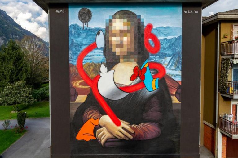 Mini OZMO 'Pixelated Mona Lisa with destructurated Donald Duck in Valle Camonica’ Angone ph Davide Bassanesi