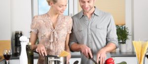 Woman kitchen man everyday life