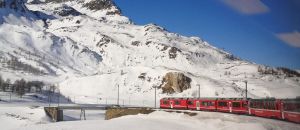 Il trenino del Bernina in inverno